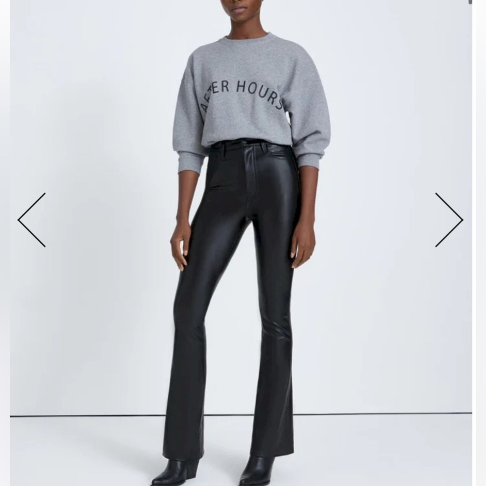 7 For All Mankind Faux Leather Black Flare Jeans